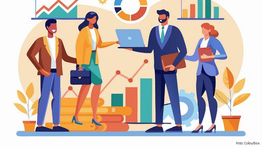 Grafik zum Thema Fachkräftemangel: Zu sehen sind Figuren, die verschiedene Fachkräfte symbolisieren. 